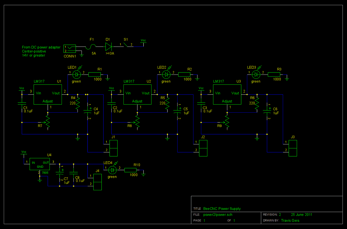 BeeCNC Power Schematic, Version 1