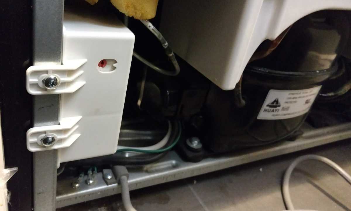 The junction box on a Frigidaire refrigerator